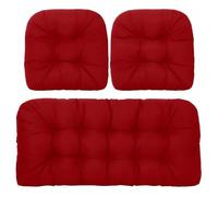 PIPOEI Juego de 3 Cojines de Mimbre para Silla, tapete de Repuesto para Banco de Exterior, Juego de Almohadillas para Silla con 2 Cojines en Forma de U para Muebles de Patio, sofá o sillones. Khaki