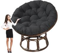 PIPOEI Redonda Cojines de Silla, Impermeable Cojín para Columpio para Huevo, Cojín para Silla Mecedora, Cojín de Respaldo para Balcón, Terraza, Jardín Black,100cm