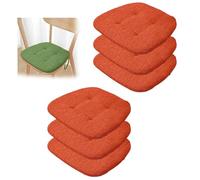 PIPOEI Set de 6 Cojines Acolchados para Silla de Comedor con Lazos, Antideslizantes, Interior y Exterior, U Cojine para Cocina, Hogar, Oficina y Patio Orange