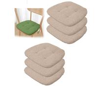 PIPOEI Set de 6 Cojines Acolchados para Silla de Comedor con Lazos, Antideslizantes, Interior y Exterior, U Cojine para Cocina, Hogar, Oficina y Patio Beige