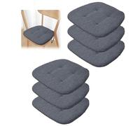 PIPOEI Set de 6 Cojines Acolchados para Silla de Comedor con Lazos, Antideslizantes, Interior y Exterior, U Cojine para Cocina, Hogar, Oficina y Patio Dark Gray