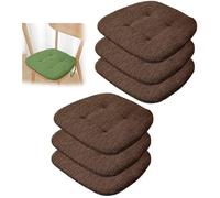 PIPOEI Set de 6 Cojines Acolchados para Silla de Comedor con Lazos, Antideslizantes, Interior y Exterior, U Cojine para Cocina, Hogar, Oficina y Patio Coffee