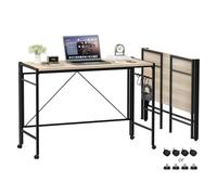 PIPOXER Mesa de ordenador de escritorio plegable normal, mesa de ordenador plegable para habitaciones, oficina, cama, sofá, oficina en casa, estudio de madera, 110 x 50 x 75 cm