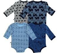 Pippi Bebé-Niños Pippi 4er Pack Baby Body Mit Aufdruck, Langarm Body Shaping Not Applicable, Azul (Blue 725), 68