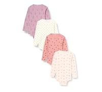 PIPPI Body LS AO-Printed (4-Pack), Ropa Interior Bebé-Niños, Dusty Rose, 74