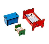 Pippi Casa de muñecas Muebles de dormitorio - Juego de accesorios oficiales Pippi Langstrumpf con camas y cofre del tesoro - Apto para Villa Kunterbunt, diseño sueco a partir de 3 años