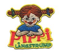 Pippi Långstrump Con Logo - Parches Termoadhesivos Bordados Aplique Para Ropa, Tamaño: 6 x 5,5 cm