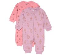 PIPPI Nightsuit-Zipper (2-Pack) Conjunto de Pijama, Dusty Rose, 62 para Bebés