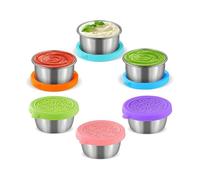 PIQIUQIU 6 recipientes para aderezos para ensaladas, 50 ml, recipientes para especias con tapas, recipientes para salsas para fiambrera, recipientes de almacenamiento a prueba de fugas para viajes de