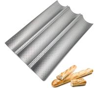 PIQIUQIU Bandeja de horno para 3 baguettes, bandeja para baguettes
