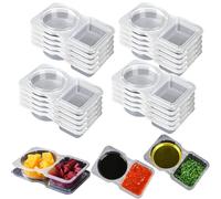 PIQIUQIU - Juego de 20 cajas de merienda reutilizables con 2 compartimentos (14 x 8,5 x 2,5 cm) - Cajas de almacenamiento transparentes para comidas, salsas y especias - Apto para lavavajillas con