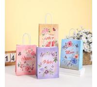 piqiya 24 bolsas de regalo para el día de la madre, bolsas de regalo de papel kraft con diseño de mariposa floral, bolsas de fiesta del día de la madre, 8.2 x 5.9 x 3.1 pulgadas