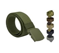 PIQSTORE Cinturón Táctico Hombre en Color Verde - Cinturón Militar de Nylon Ajustable, Ligero y Resistente - Hebilla Sin Metal Ideal para Aeropuertos, Trabajo, Viaje o Uso Diario (3,8 x 135 cm)