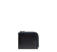 Piquadro - Cartera Blue Square - Cuero - Protección RFID, 4 Ranuras para Tarjetas, 1 Compartimento Interior y Monedero - Negro - Unisex