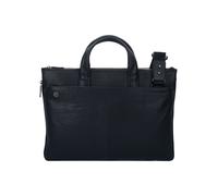 Piquadro Black Square Maletín Piel natural 42 cm Compartimento para el portátil negro