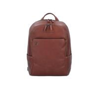 Piquadro Black Square Mochila de negocios Piel natural 39 cm Compartimento para el portátil marrón