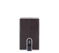 Piquadro Funda cuadrada negra para tarjetas de crédito RFID Piel 6 cm marrón