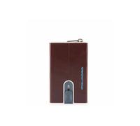 Piquadro blue square, billetera compacta slider rfid, mogano, diseño