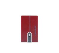 Piquadro blue square / card holder de cuero para hombre / sistema desl