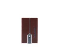 Piquadro blue square leather card holder with money clip, sistema desl