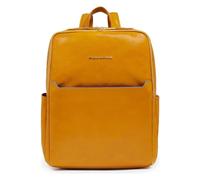 Piquadro Blue Square Mochila de día Protección RFID Piel 37 cm Compartimento para el portátil amarillo