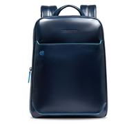 Piquadro Blue Square Mochila de día Protección RFID Piel 37 cm Compartimento para el portátil azul