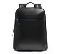 Piquadro Blue Square Mochila de día Protección RFID Piel 37 cm Compartimento para el portátil negro