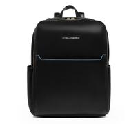 Piquadro Blue Square Mochila de día Protección RFID Piel 37 cm Compartimento para el portátil negro