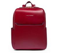 Piquadro Blue Square Mochila de día Protección RFID Piel 37 cm Compartimento para el portátil rojo