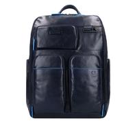 Piquadro Blue Square Revamp Mochila de negocios Bloqueo RFID Piel natural 42 cm Compartimento para el portátil azul