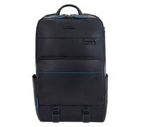Piquadro Blue Square Revamp Mochila de negocios Bloqueo RFID Piel natural 43 cm Compartimento para el portátil azul