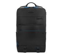 Piquadro Blue Square Revamp Mochila de negocios Protección RFID Piel 43 cm Compartimento para el portátil negro
