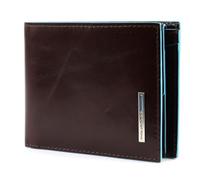 Piquadro Blue Square Wallet with Flip Mogano