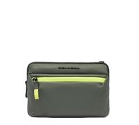 PIQUADRO - Bolsa de Mano Compatible con iPad® Mini para tabletas - Tela Impermeable con Goma - 2 Compartimentos - Correa de Hombro Desmontable - Color Verde - Compacta y Protectora