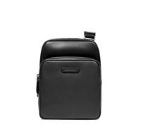 Piquadro - Bolso Bandolera de Dos Compartimentos - Cuero de Calidad - Negro - Hombre