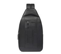 PIQUADRO Bolso bandolera de piel con iPad de 11 pulgadas, mochila negra, talla única, N - Negro, Talla única