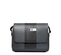 Piquadro - Bolso bandolera para portátil de 14 pulgadas para hombre - Cuero - Gris - Hombre
