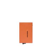 Piquadro - Cartera Automática Compacta Atlas - en Metal y Cuero con Monedero y Protección RFID - 2 Compartimentos Internos - Color Naranja - Hombre