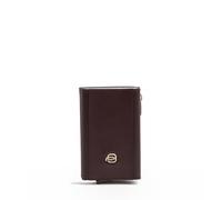 Piquadro - Cartera Compacta Automática - Mujer - Burdeos y Rosa | Piel y tejido, Protección antifraude RFID, Monedero, Alojamiento tarjetas, Uso diario, Diseño elegante