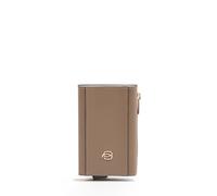 Piquadro - Cartera Compacta Automática - Mujer - Tórtola y Azul | Piel y tejido, Protección antifraude RFID, Monedero, Alojamiento tarjetas, Uso diario, Diseño elegante