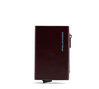 Piquadro - Cartera compacta Blue Square - en Metal y Cuero - Tarjetero automático, Monedero, protección RFID, 2 Compartimentos Interiores - Color Caoba - Hombre