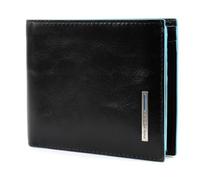 PIQUADRO - Cartera Compacta en Piel Blue Square - Hombre - Negro | Alojamiento tarjetas, Ahorra espacio, Elegante, Uso diario, Con Monedero