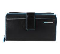 Piquadro Cartera cuadrada azul de piel RFID 17,5 cm negro
