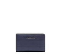 Piquadro - Cartera de Mujer con Monedero - Cuero, 1 portatarjetas, Monedero, protección RFID - Azul