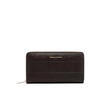 Piquadro - Cartera Grande Cremallera Perimetral de Piel - Mujer - Marrón | Protección antifraude RFID, Monedero, Alojamiento tarjetas, Amplia capacidad, Uso diario, Diseño elegante