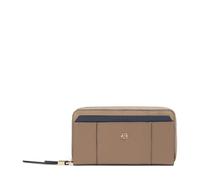 Piquadro -Cartera Grande Cremallera Perimetral de Piel-Mujer-Tórtola y Azul | Protección antifraude RFID, Monedero, Alojamiento tarjetas, Amplia capacidad, Uso diario, Diseño elegante