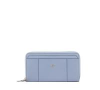 Piquadro - Cartera Grande de Mujer, con Cremallera - Cuero, 4 Clavos, 11 portatarjetas, Monedero, RFID - Azul Claro