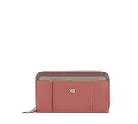 Piquadro - Cartera Grande de Mujer, con Cremallera - Cuero, 4 enchufes, 11 portatarjetas, Monedero, RFID - Naranja