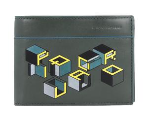 Piquadro Cartera Revamp cuadrada azul de piel RFID 13 cm verde