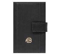 Piquadro - Tarjetero automático Circle para Mujer - Metal y Cuero - Protección RFID, 2 Compartimentos y 1 Ranura para Tarjetas - Negro